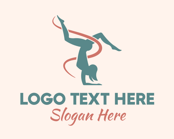 Ribbon Gymnast Pose logo