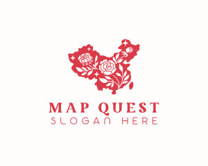 Peony Flower Map logo design