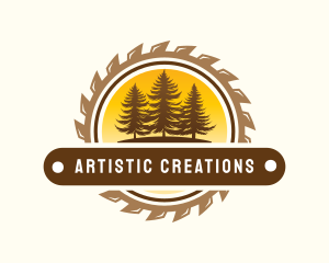 Saw Logging Woodwork logo design