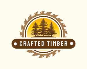 Saw Logging Woodwork logo design