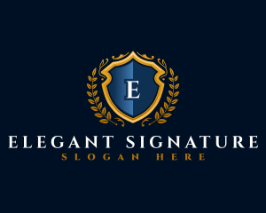 Luxury Shield Wreath logo design