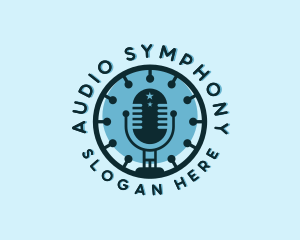 Podcaster Mic Audio logo design