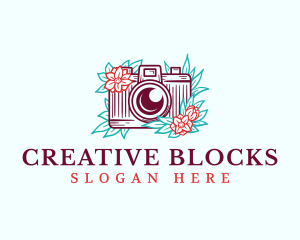 Floral Camera Flower logo design