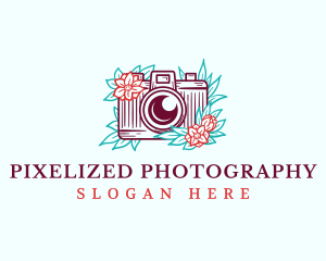 Floral Camera Flower logo design