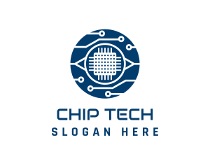 Blue Computer Chip logo design