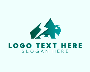 Lightning Bison Animal logo