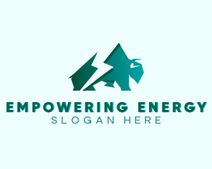 Lightning Bison Animal logo design