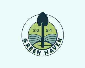 Landscaper Shovel Lawn logo design