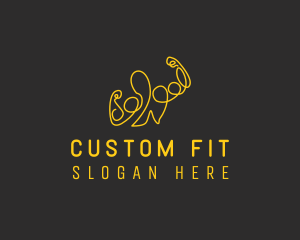 Golden Fit Muscle Man  logo design