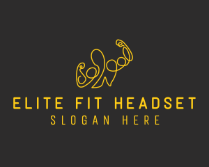 Golden Fit Muscle Man  logo design