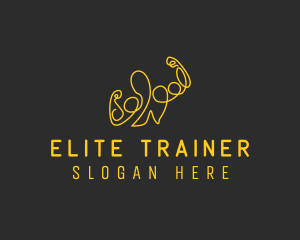 Golden Fit Muscle Man  logo design