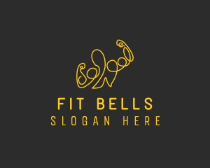 Golden Fit Muscle Man  logo design