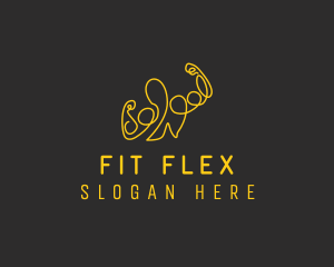 Golden Fit Muscle Man  logo design