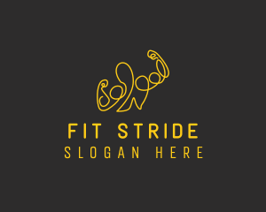 Golden Fit Muscle Man  logo design