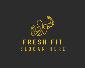 Golden Fit Muscle Man  logo design