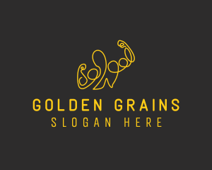 Golden Fit Muscle Man  logo design