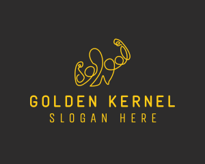 Golden Fit Muscle Man  logo design