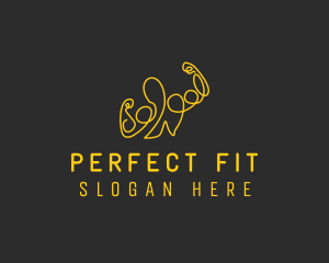 Golden Fit Muscle Man  logo design