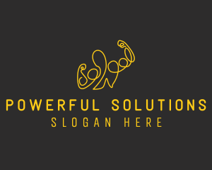 Golden Fit Muscle Man  logo design