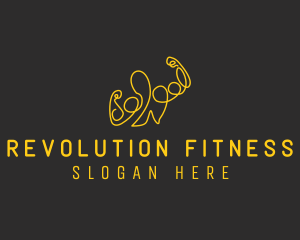 Golden Fit Muscle Man  logo design