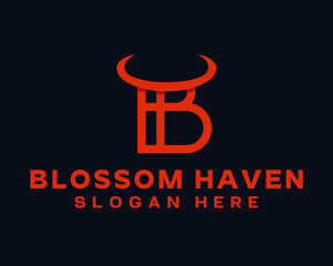 Red Horn Letter B   logo design