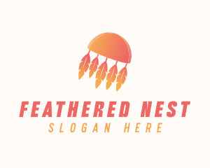 Orange Boho Feathers logo design