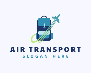 Backpack Plane Travel logo design