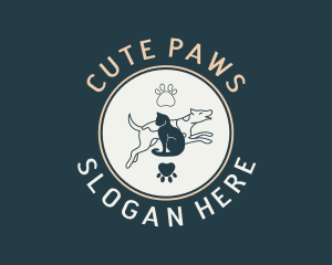 Dog Cat Paw logo design