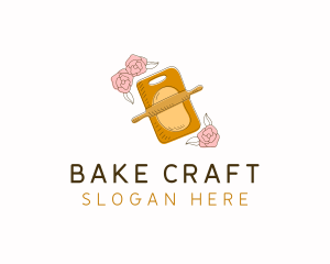 Baking Rolling Pin Flower logo design