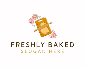 Baking Rolling Pin Flower logo design