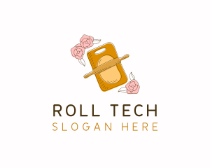 Baking Rolling Pin Flower logo design