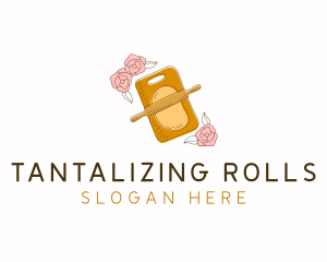 Baking Rolling Pin Flower logo design