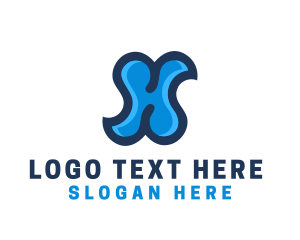 Blue Liquid Letter H logo