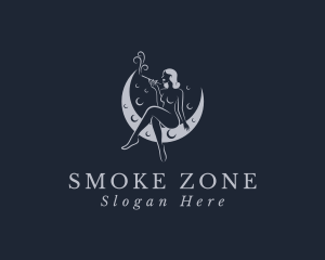 Moon Smoking Woman logo design