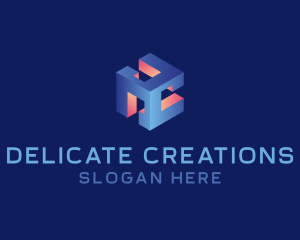 3D Digital Cube  logo design