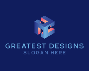 3D Digital Cube  logo design