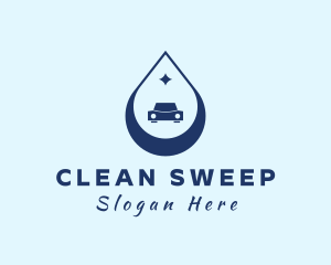 Blue Car Cleaning Droplet logo design