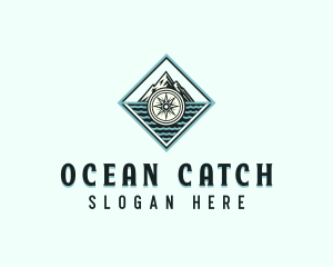 Ocean Mountain Compass logo design