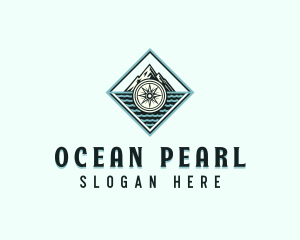 Ocean Mountain Compass logo design