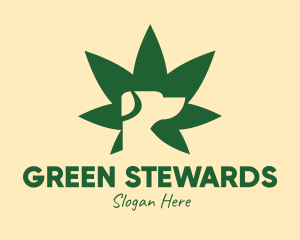 Green Dog Cannabis Leaf logo design