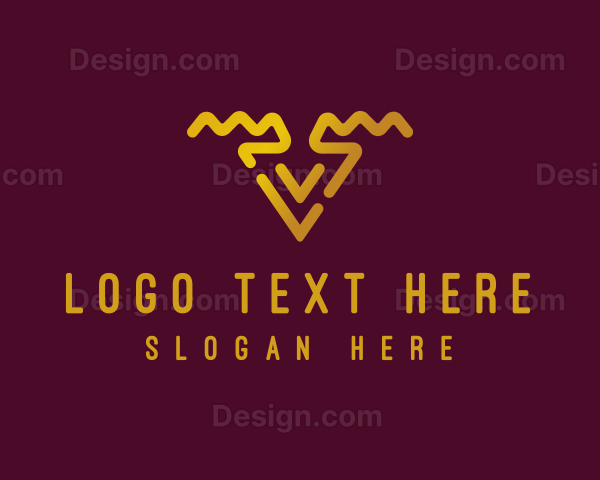 Golden Abstract Letter V Logo