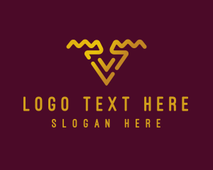 Golden Abstract Letter V logo