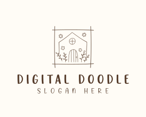 Floral House Doodle logo