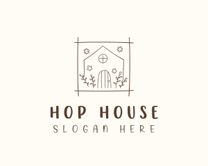 Floral House Doodle logo design