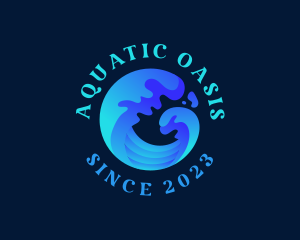 Surfing Ocean Wave logo