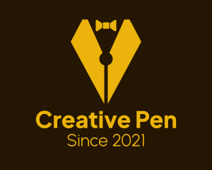 Pen Nib Bow Tie logo design