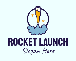 Moon Beer Rocket logo design