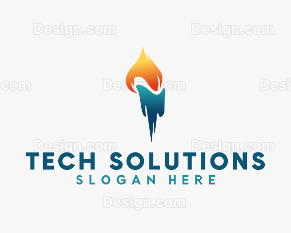 Cooling Flame Torch Logo