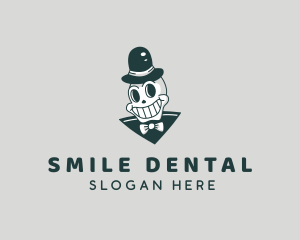 Smiling Skull Gentleman logo design