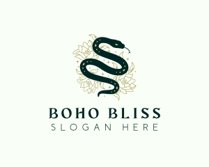 Snake Floral Boho logo design